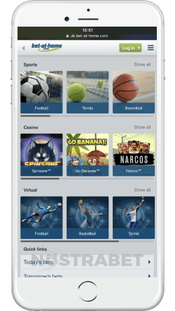 мобилна версия на bet at home на iPhone