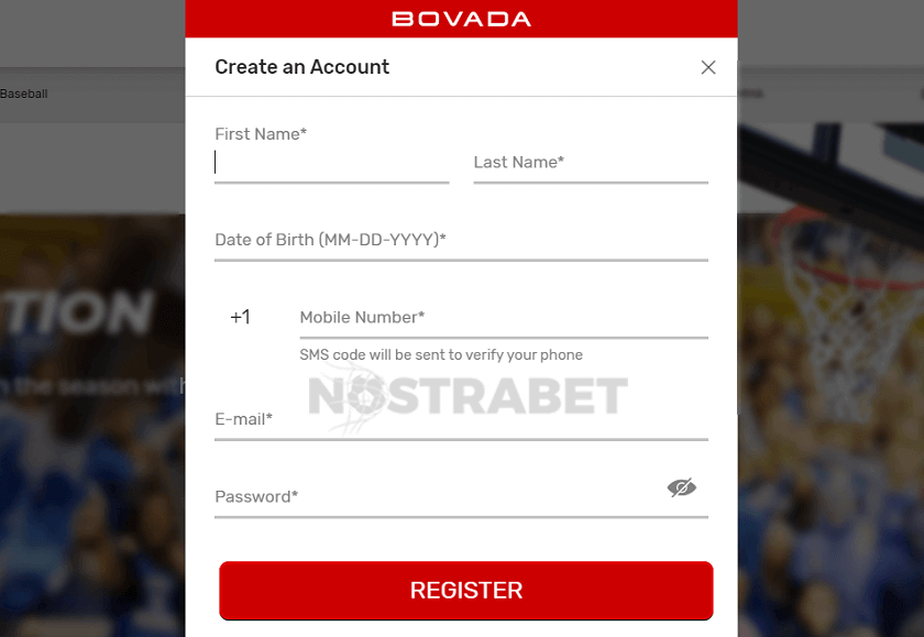 Registration for of Bovada