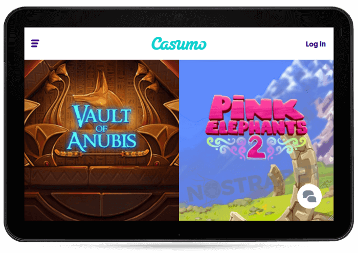 Casumo mobile site on tablet