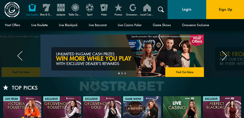 Grosvenor Live Casino section
