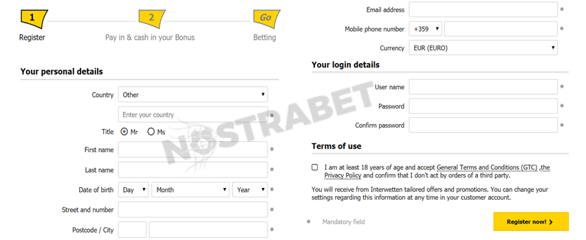interwetten registration form