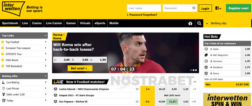interwetten sportsbook homepage