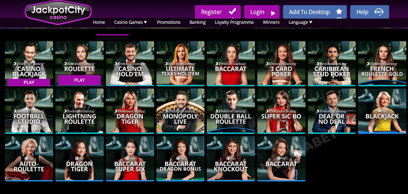 Jackpotcity live casino
