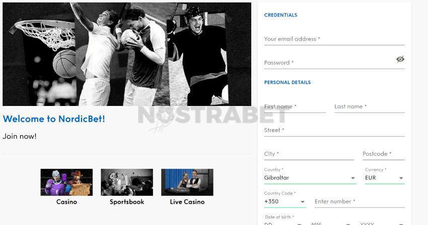 nordicbet registration form