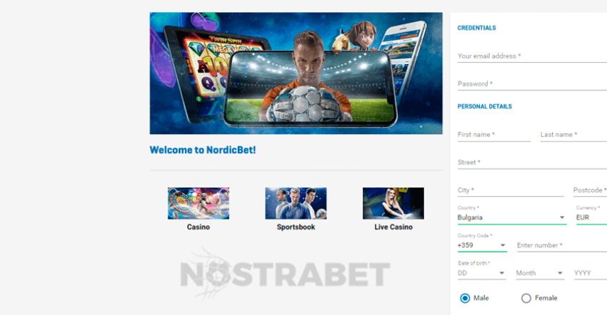 NordicBet registration form