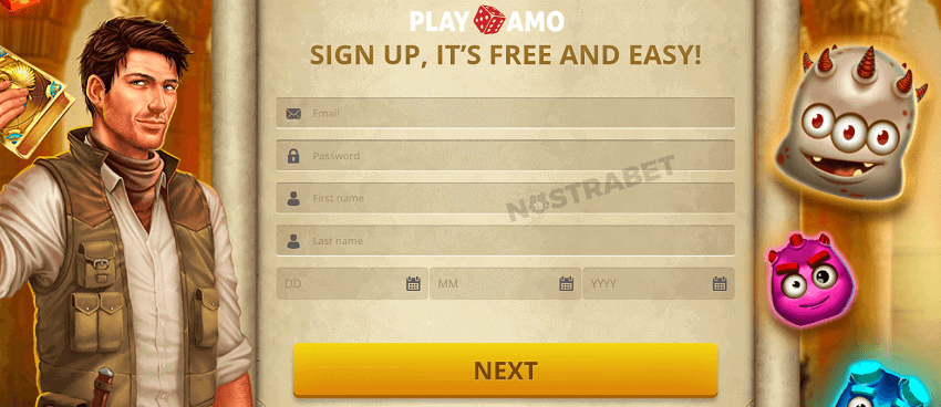 Playamo registration form