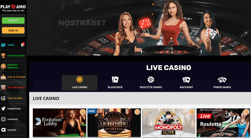 Playamo live casino