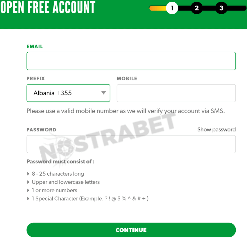 rizk registration form account details