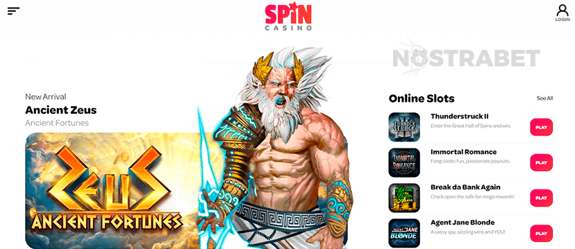Spin Casino page