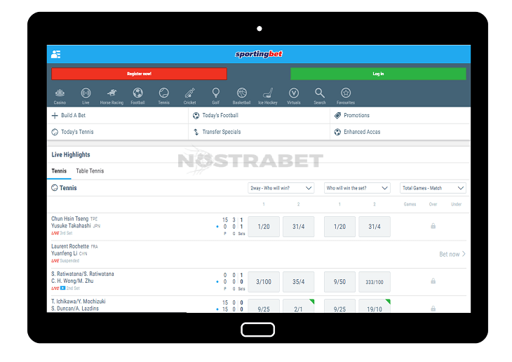 Mobile website of Sportingbet