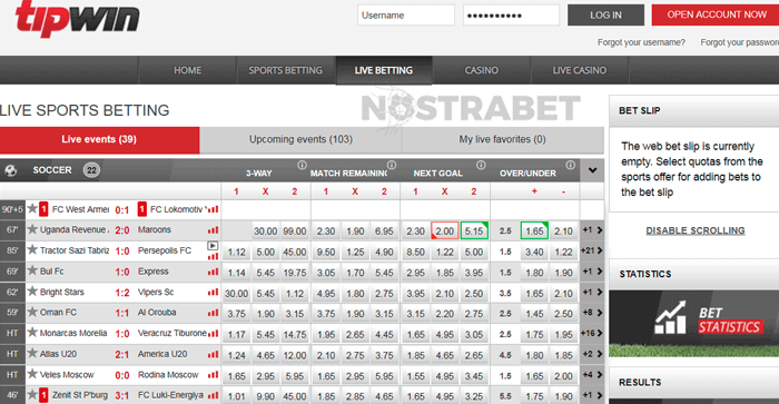 TipWin live betting
