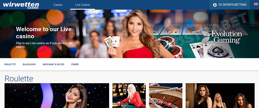 Wir Wetten Live casino
